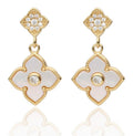 Silver Earrings Arabesque with Mother of Pearl and Crystals | Gold Plated