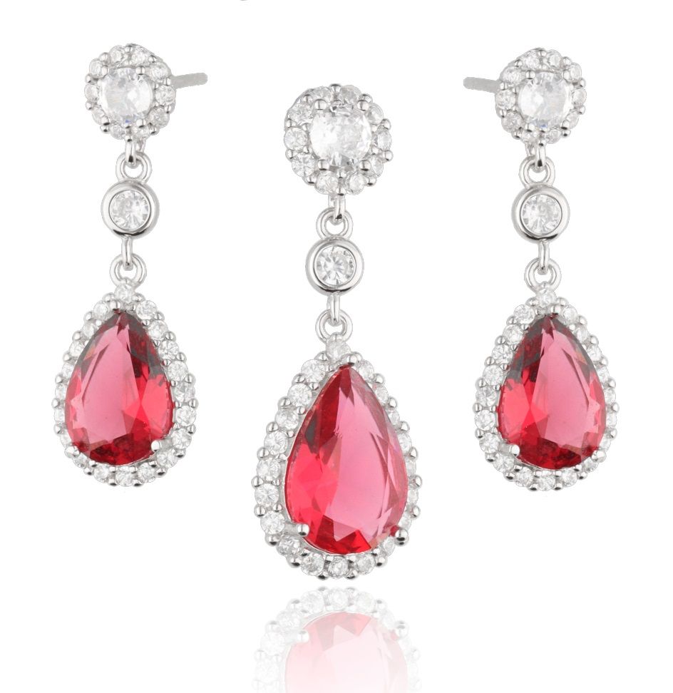 Silber Schmuckset Rubin