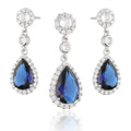 Silber Schmuckset Blauer Stahl Jade
