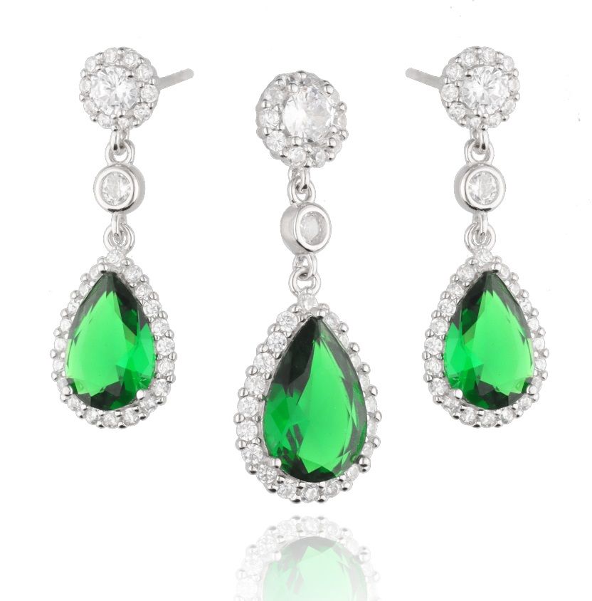 Silber Schmuckset Smaragd