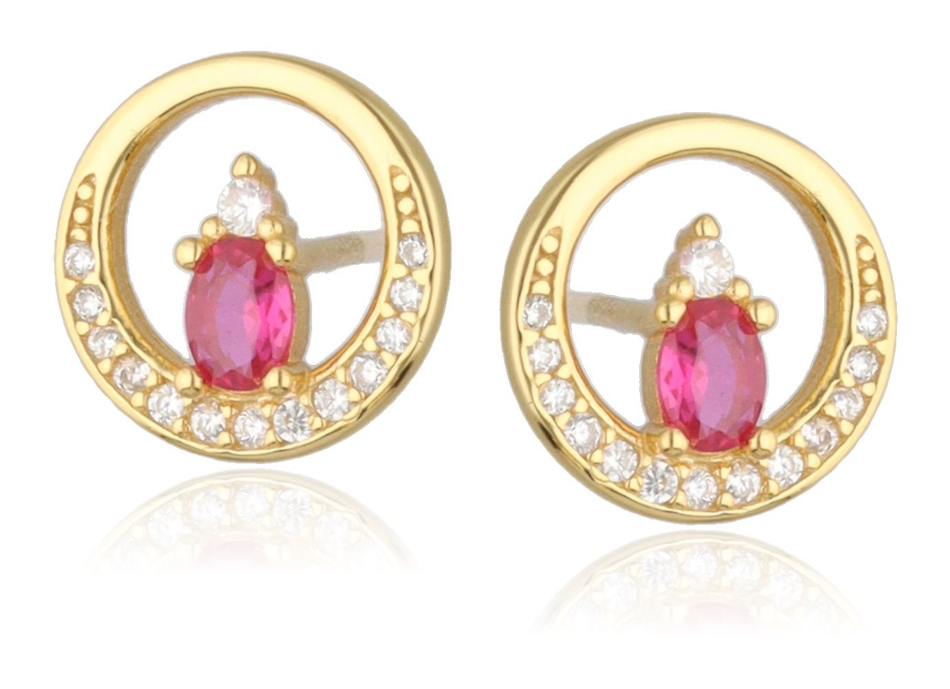 Silver Earrings Gold Plated Red Steel Jade
