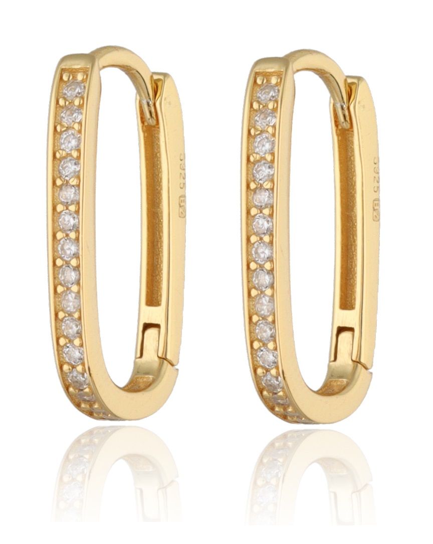 Silver Earrings Gold Plated with White Phianites 16.8 mm