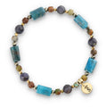 Silver Bracelet -30% Turquoise, Hematite, Cordierite, Pyrite, Apatite