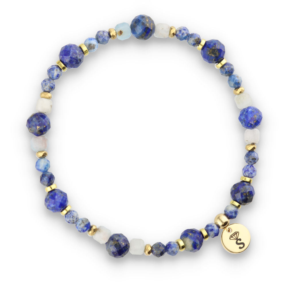 Silver Bracelet -30% Lapis Lazuli, Aquamarine, Hematite