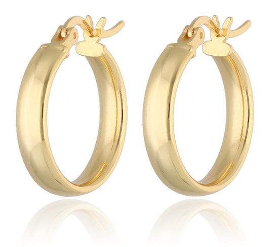 Silver Earrings Flattened 4X20 Gold Plated