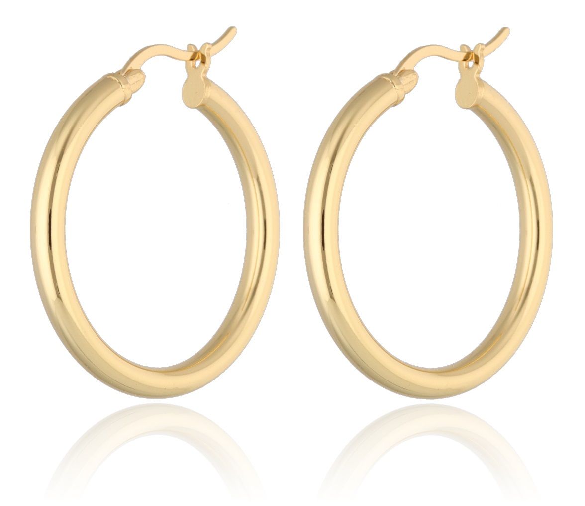 Silver Earrings Round 3X30 Gold Plated