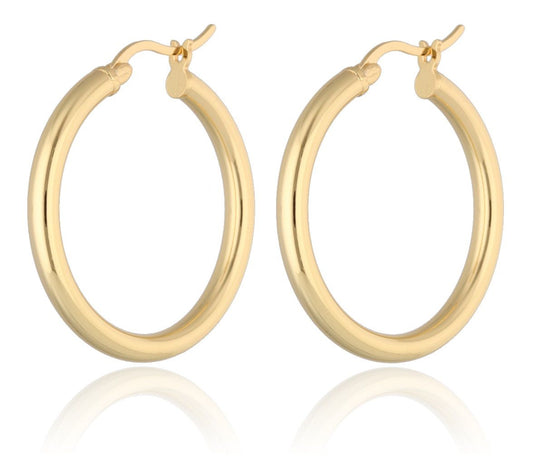 Silver Earrings Round 3X30 Gold Plated