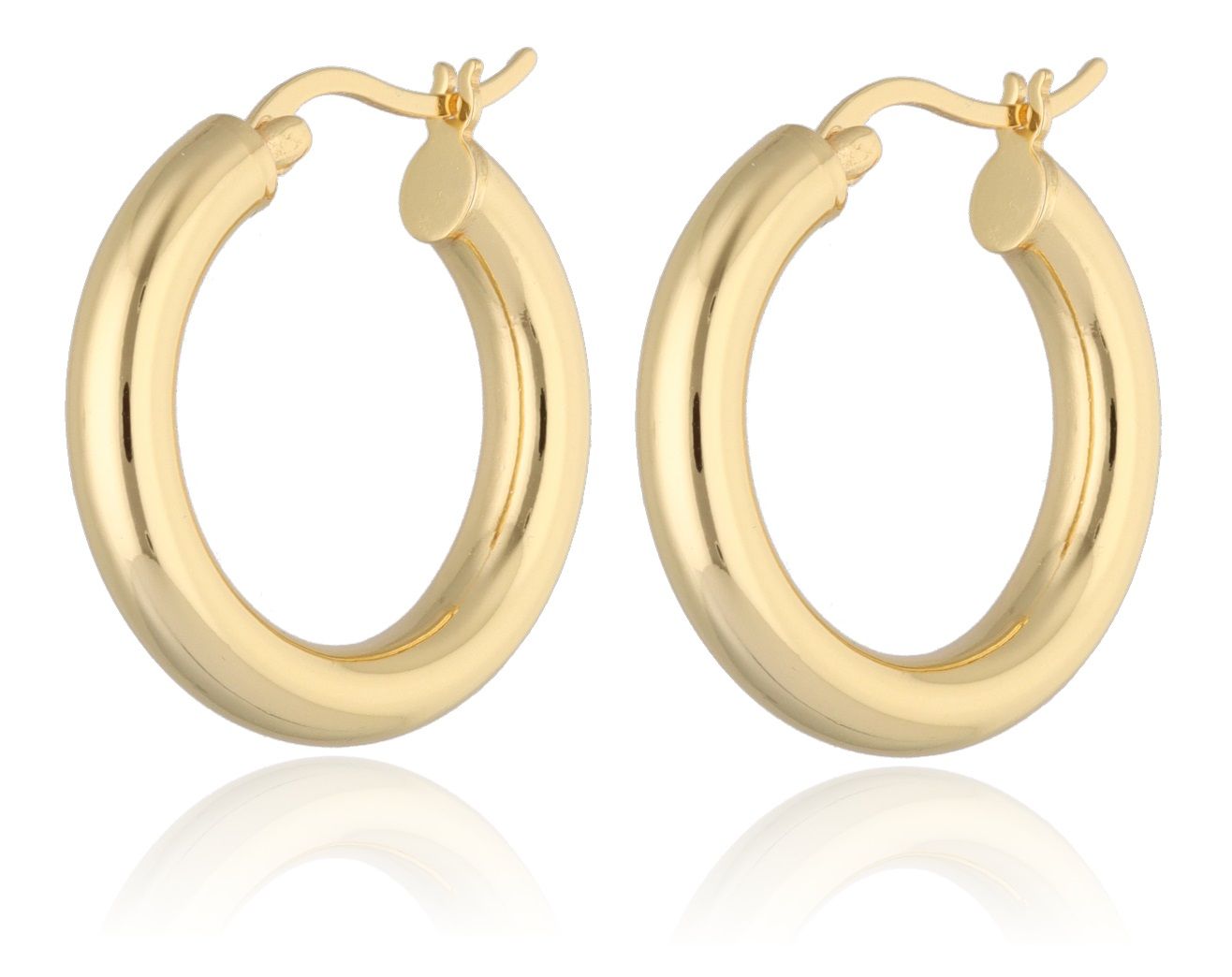 Silver Earrings Round 4X25 Gold Plated