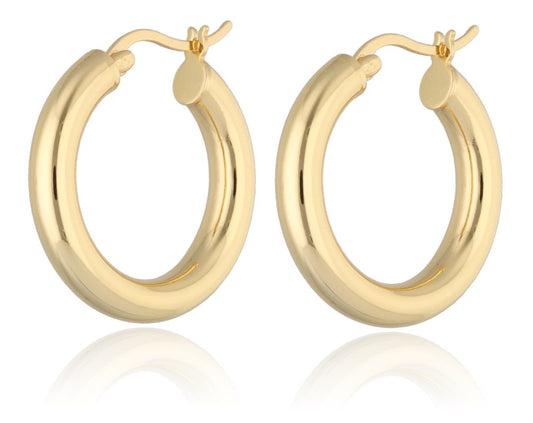 Silver Earrings Round 4X25 Gold Plated