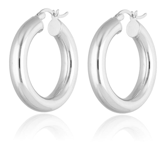 Silver Earrings Hoops 5X30mm