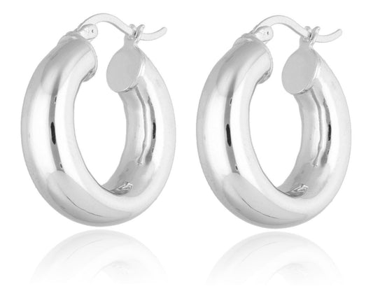 Silver Earrings Hoops 6X25mm
