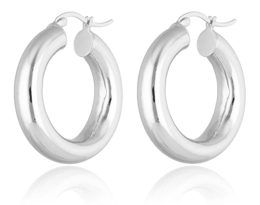 Silver Earrings Hoops 6X30mm