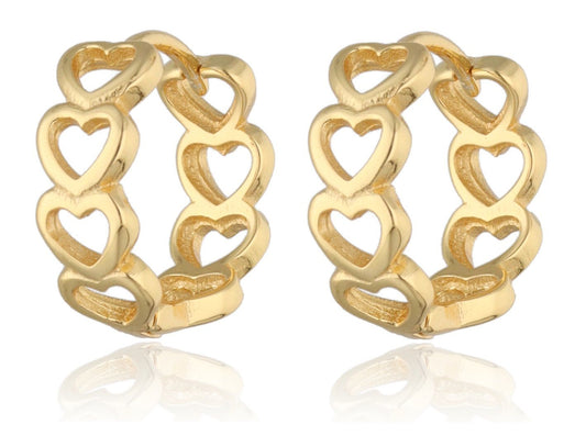 Silver Earrings Gold Plated Heart