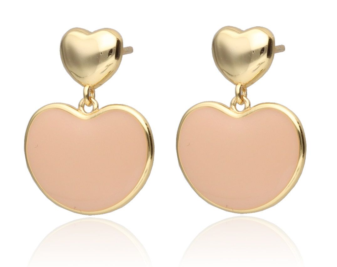 Silver Earrings Gold Plated Enamel Heart