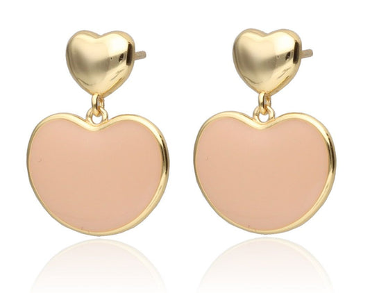 Silver Earrings Gold Plated Enamel Heart