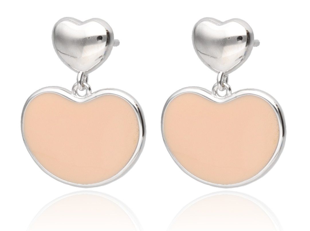 Silver Earrings Enamel Heart
