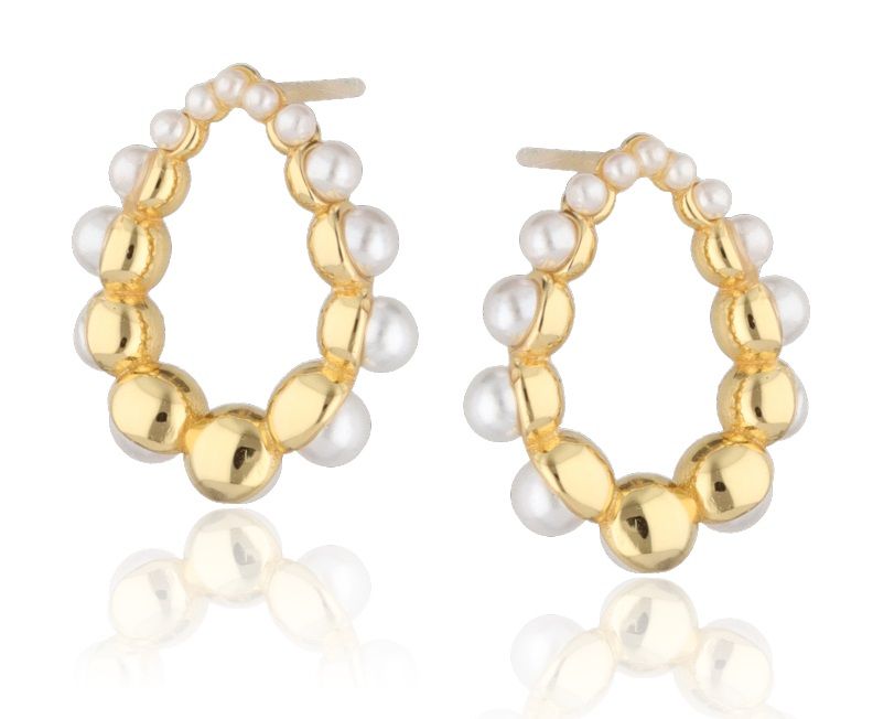 Silver Earrings Gold Plated Pearl 24.6M