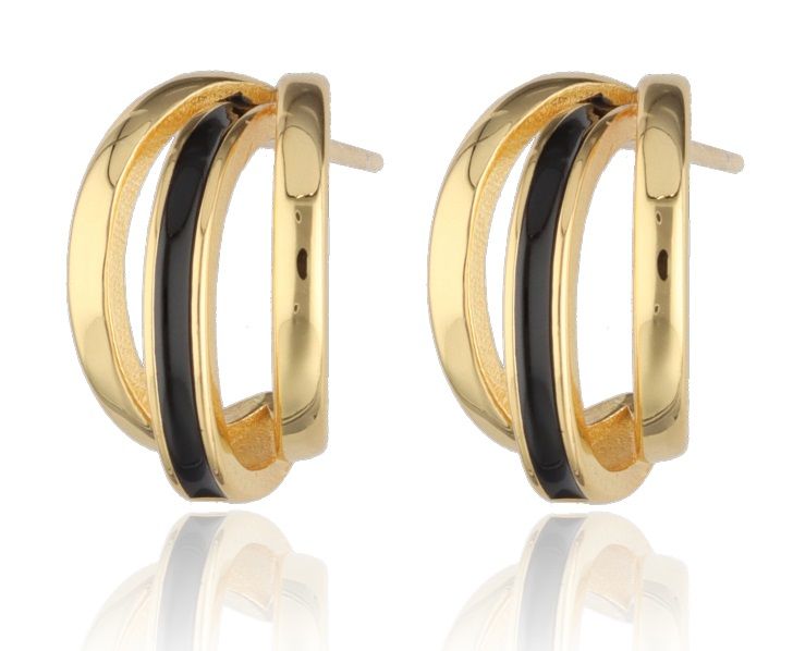 Silver Earrings Gold Plated 15Mm Enamel
