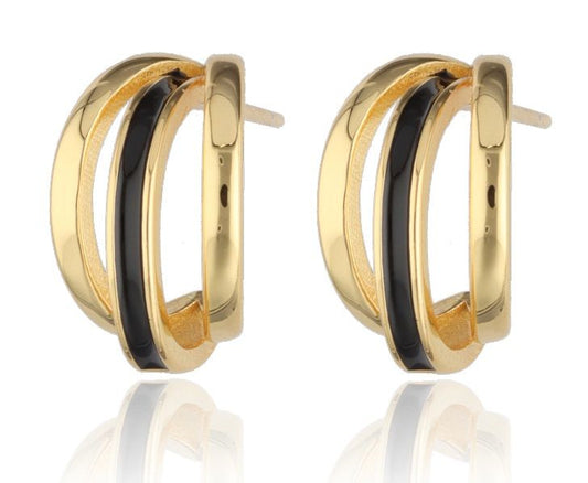 Silver Earrings Gold Plated 15Mm Enamel