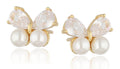 Silver Earrings Pearl Butterfly Gold Plated 11.8 M