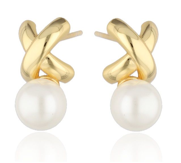 Silver Earrings Gold Plated Pearl 17.3M