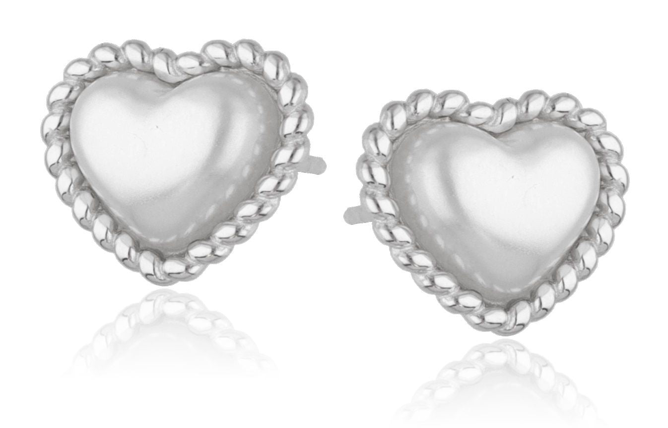 Silver Earrings Heart Pearl 13.7 M