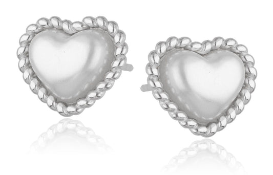 Silver Earrings Heart Pearl 13.7 M