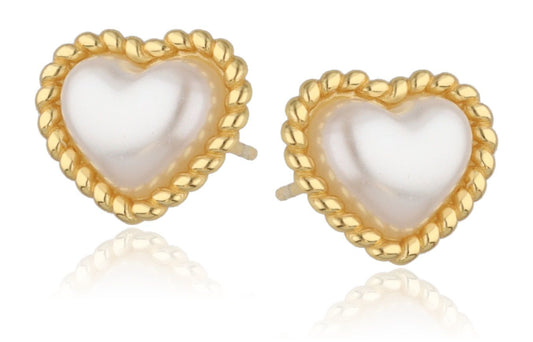 Silver Earrings Pearl Gold Plated Heart 13.7M
