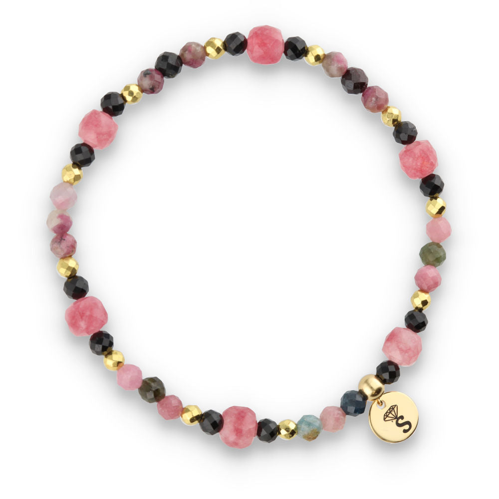 Silver Bracelet -30% tourmaline, angelite, hematite
