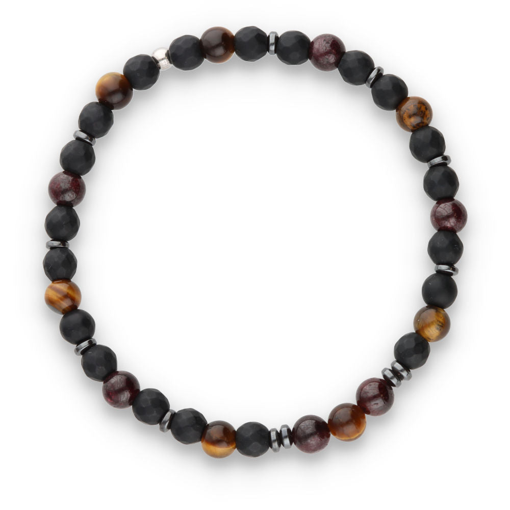 Silver Bracelet -30% MEN'S Onyx, Garnet, Tiger's Eye, Hematite