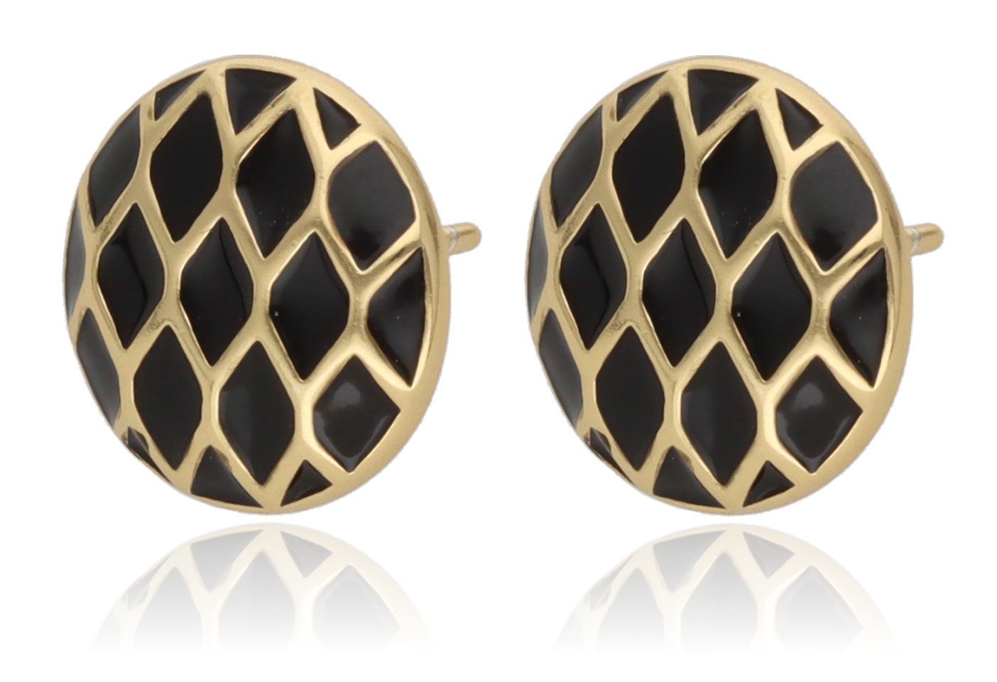 Silver Earrings gold plated with black enamel 12m