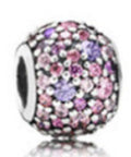 Silver Pendant with Mixed Color Stone Beads | Diameter 10.2mm