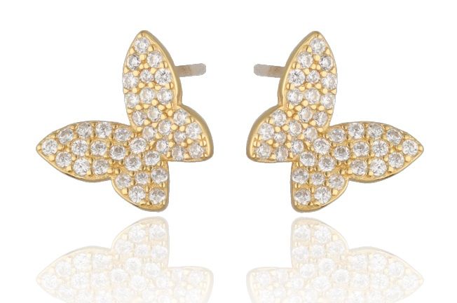 Silver Earrings Gold Plated Butterfly 11.5M