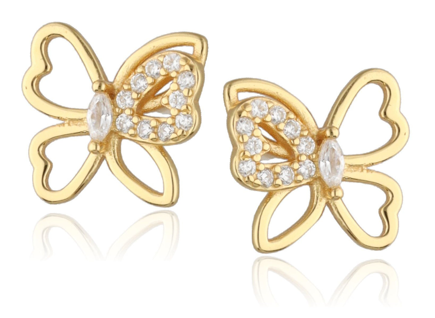 Silver Earrings Gold Plated Butterfly 10.8 M