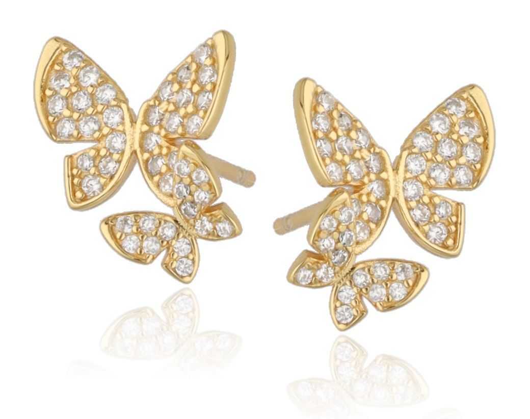 Silver Earrings Gold Plated Butterfly 12.3M
