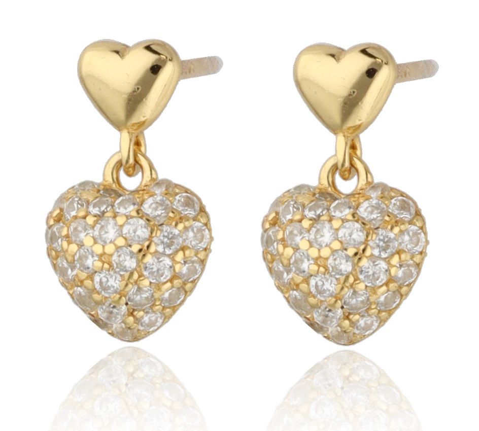 Silver Earrings Gold Plated Heart 12M