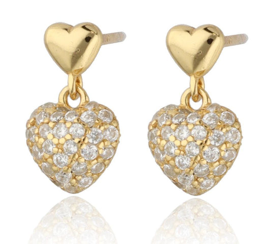 Silver Earrings Gold Plated Heart 12M