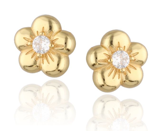 Silberohrringe Blume vergoldet 10M
