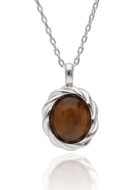 Silver Necklace 13.8M Tiger Eye
