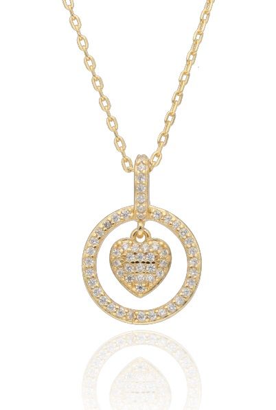 Silver Necklace Gold Plated Heart 12.8M