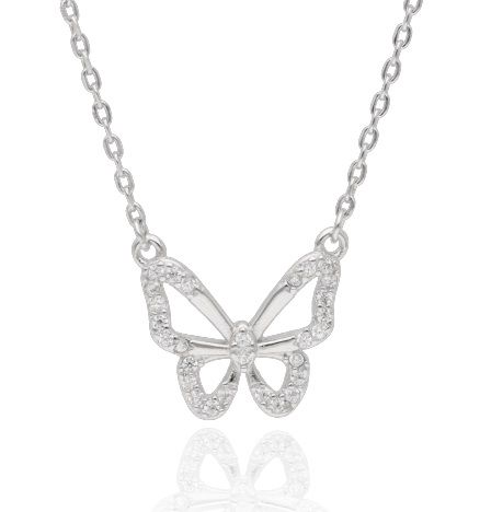 Silver Necklace Butterfly 43+3 12.5