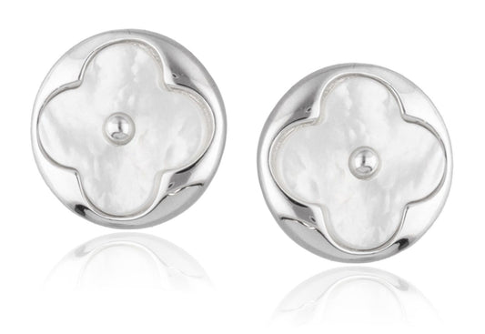 Silver Earrings Shell 10.2M Moroccan Clover