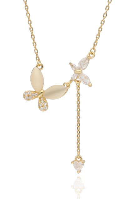Silver Necklace Butterfly 43+3 Gold Plated
