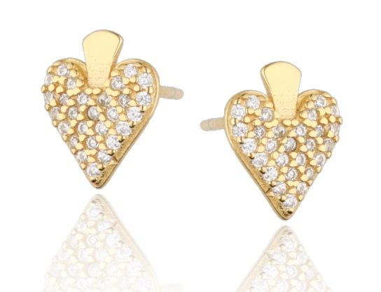 Silver Earrings Gold Plated Heart 10M