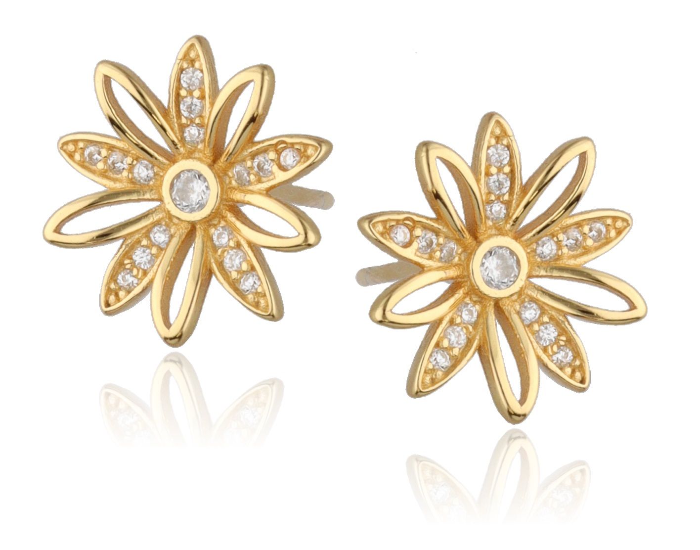 Silver Earrings Gold Plated Flower 13.3M