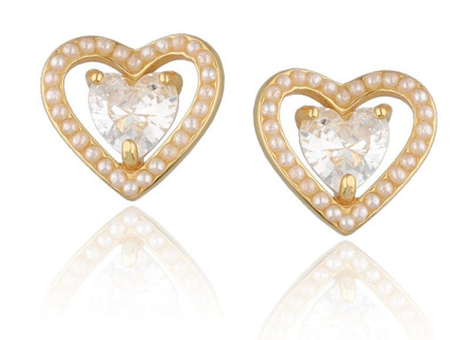 Silver Earrings Gold Plated Heart 11.5M