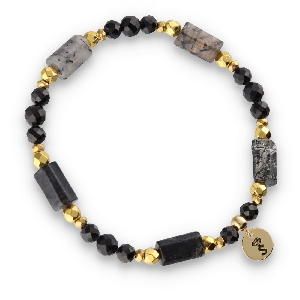Silberarmband -30% Turmalin, Quarz, Hämatit