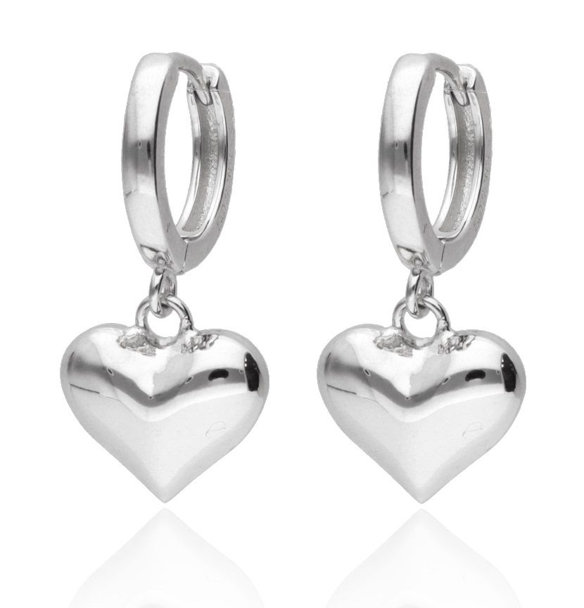 Silver Earrings Inflatable Heart 11Mm