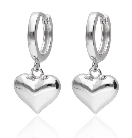 Silver Earrings Inflatable Heart 11Mm