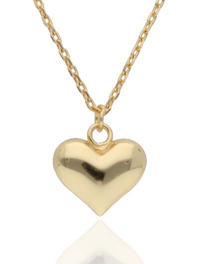 Silver Necklace Inflatable Heart Gold Plated 11Mm
